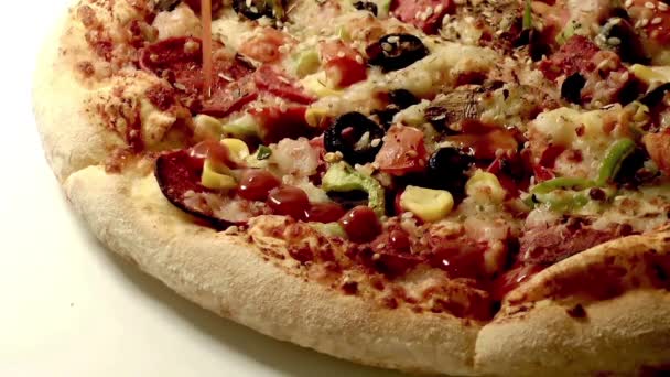 Video Pizza Con Ketchup — Video Stock