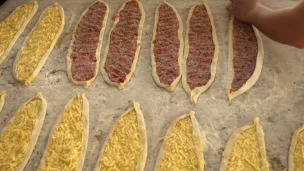 Turkiska Pizza Pita Pide Mat — Stockvideo