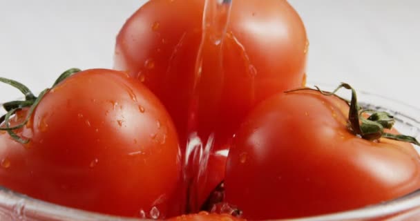 Tomaten Schüssel Waschen — Stockvideo