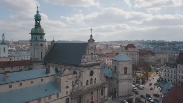 Vídeo Cidade Aérea Lviv Filmagem De Stock