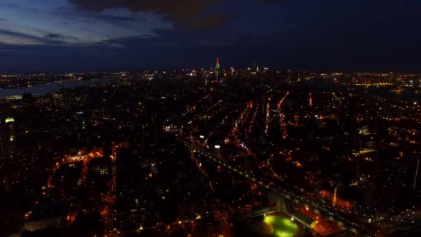 Aerial East Village Lower Manhattan Midtown Bei Dusk — Stockvideo