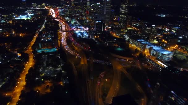 Aereo Che Sorvola Atlanta Freeway Gli Scambi — Video Stock