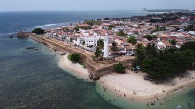 Galle Fort, Sri Lanka 'daki Beyaz Deniz fenerinin Hava Görüntüleri