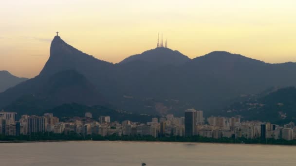 Zdjęcia Lotnicze Rio Janeiro Zachodzie Słońca — Wideo stockowe