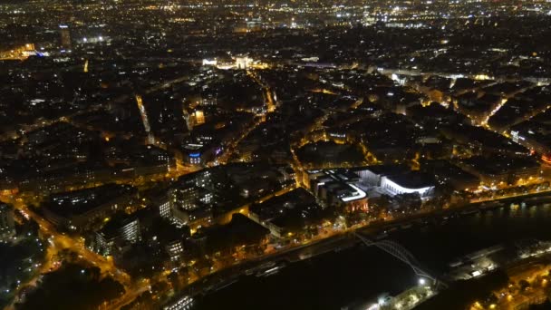 Aereo Parigi Notte Con Argini Dorati Della Senna Autunno — Video Stock