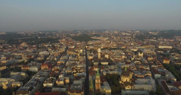 Letecký Old City Lviv Ukrajina Centrální Část Starého Města — Stock video