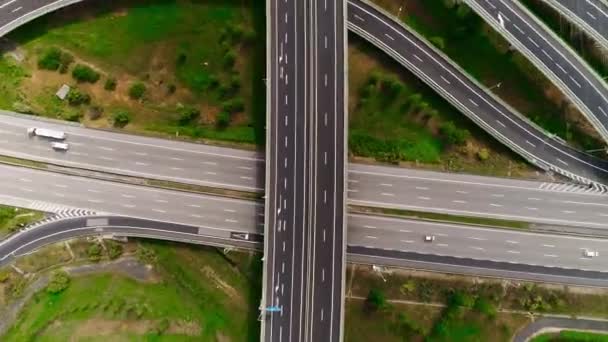 Strzelanina Powietrza Topview Day Traffic Autostradzie — Wideo stockowe