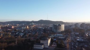 Günbatımında Ukrayna, Lviv 'in Havadan Üst Görünümü 