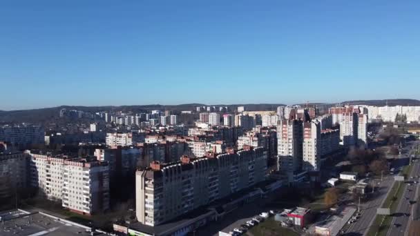 Günbatımında Ukrayna Lviv Havadan Üst Görünümü — Stok video
