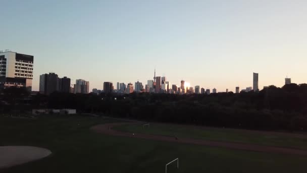 Toronto Survolant Parc Loisirs Vue Quartier Des Affaires Canada — Video