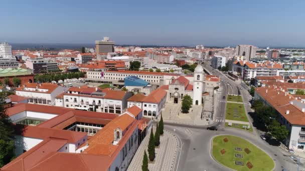 Flygfoto Katedralen Aveiro Portugal — Stockvideo