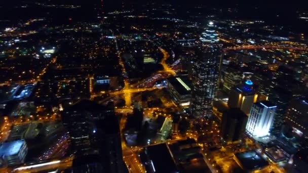 Vista Aérea Volando Sobre Centro Atlanta Por Noche — Vídeos de Stock