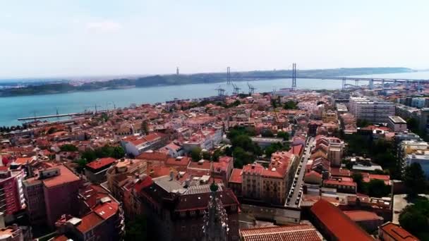 Flygutsikt Portugal Lissabon Alfama Det Äldsta Distriktet Lissabon — Stockvideo