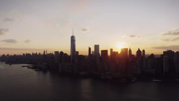 Accanto Lower Manhattan Che Avvicina World Trade Center Orange Evening — Video Stock