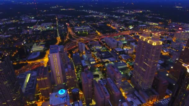 Atlanta Belvárosi Fények Alkonyatkor — Stock videók