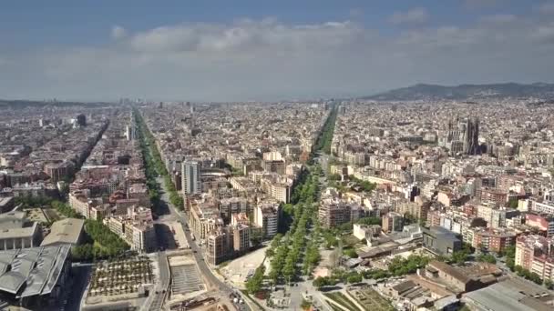 Barcelona City View Sunny Day — Stock Video