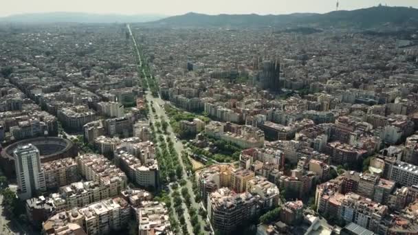 Barcelona City Een Zonnige Dag Spanje — Stockvideo