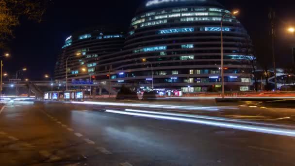 Peking Cars Drive Podél Dongcheng Oblasti Číně Timelapse — Stock video