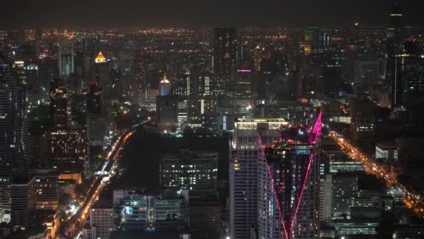 Business District Della Città Notte Centri Finanziari Uffici Grattacieli — Video Stock