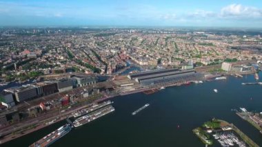 Amsterdam üzerinde Şehir Havası Görünümü