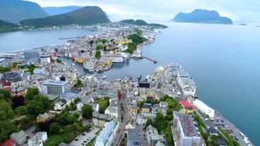  Alesund Şehri Norveç Hava Görüntüleri 