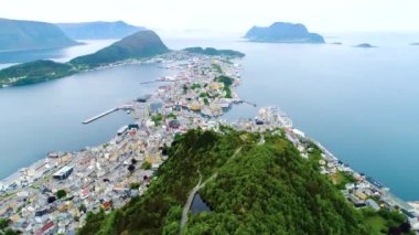 Alesund Şehri Norveç Hava Görüntüleri 