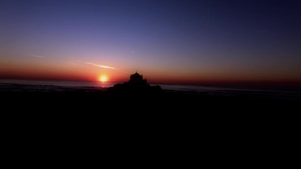 Church Silhouette Beautiful Sunset — Stock Video