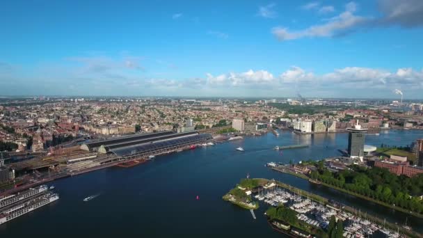 Vista Aérea Cidade Sobre Amsterdam — Vídeo de Stock