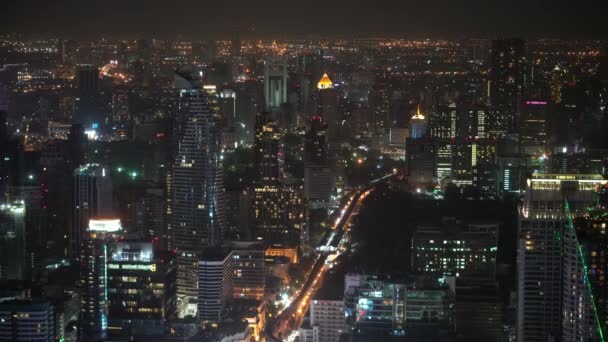 Centro Negócios Cidade Noite Arranha Céus Edifícios Corporativos — Vídeo de Stock