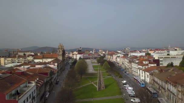 Stad Van Braga Luchtfoto View — Stockvideo