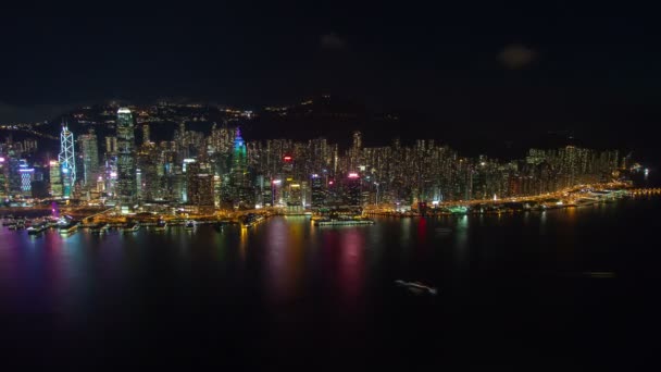 Cityscape Modern Hong Kong City Buildings Coastline — Stock Video