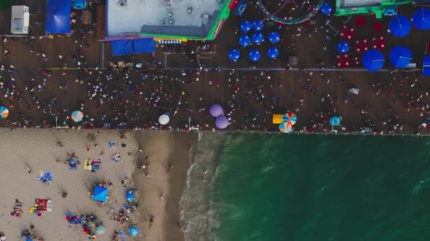 Famoso Cais Madeira Santa Monica Com Monte Pequenas Lojas Pessoas — Vídeo de Stock