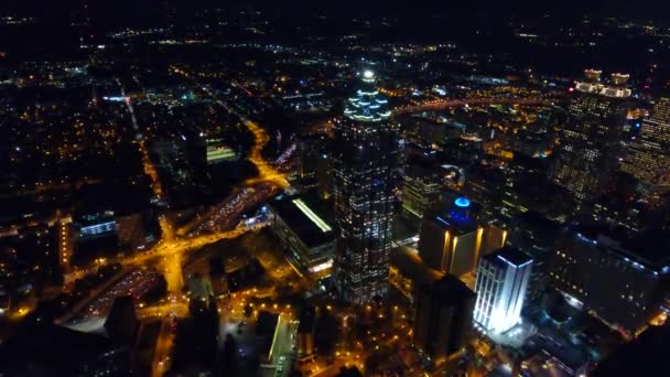 Vliegen Night Atlanta Central Business District — Stockvideo