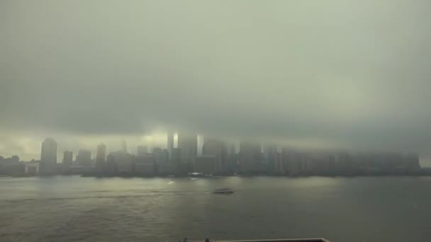 Mist Daalt Lower Manhattan New Your City — Stockvideo