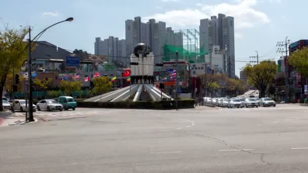 Monumento Globo Aos Soldados Busan Coreia Sul — Vídeo de Stock