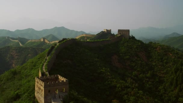 Great Wall China Green Mountains Summer Sunset Mutianyu Section Great — Stock Video