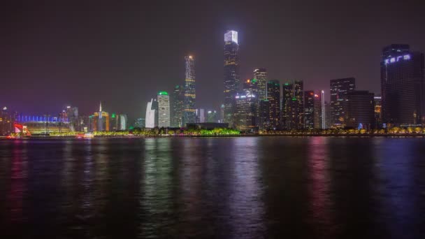 Guangzhou City Reflected Pearl River China Timelapse — Stock Video