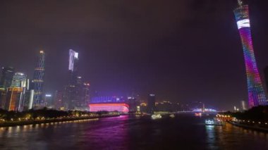 Guangzhou Motorlu Botları Çin 'de Gece İncisi Nehri' nde Zaman Kaydırağı