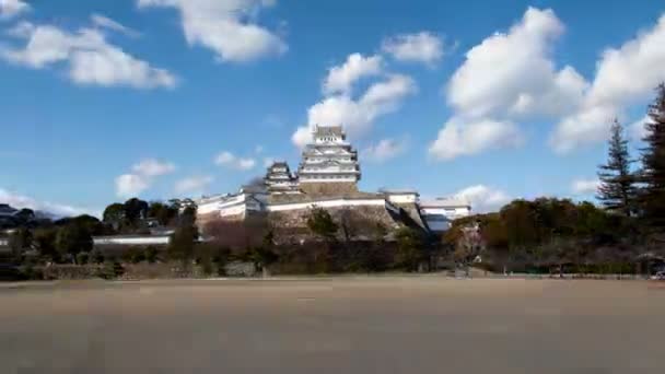 Castillo Himeji Garza Blanca Vista Japón Hiperlapso — Vídeos de Stock