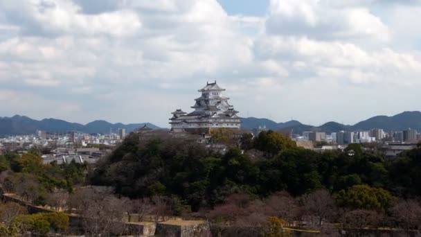 Himeji Burg Auf Forsthügel Top Japan Timelapse — Stockvideo