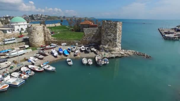 Historisch Kasteel Moslimmoskee Aan Rand Van Kleine Haven — Stockvideo