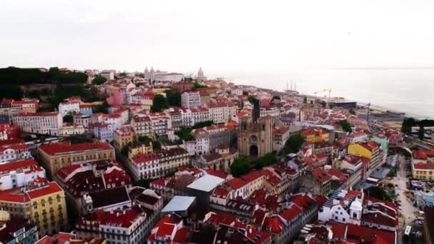 Centro Cidade Velha Lisboa Nascer Sol — Vídeo de Stock