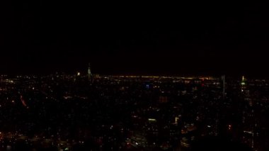  Manhattan Finans Bölgesi Skyline Gece Yarısı 