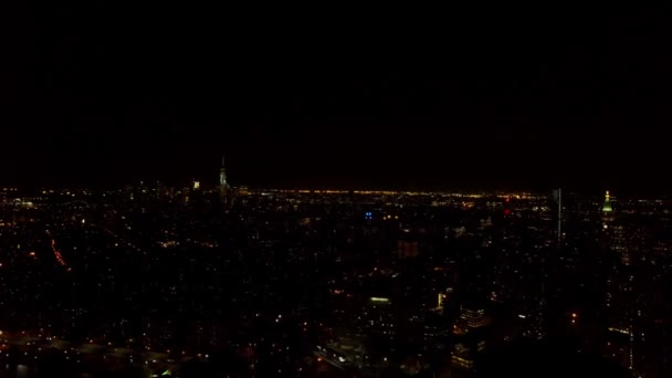 Manhattan Financial District Skyline Uitzicht Vanaf Midtown Nachts — Stockvideo