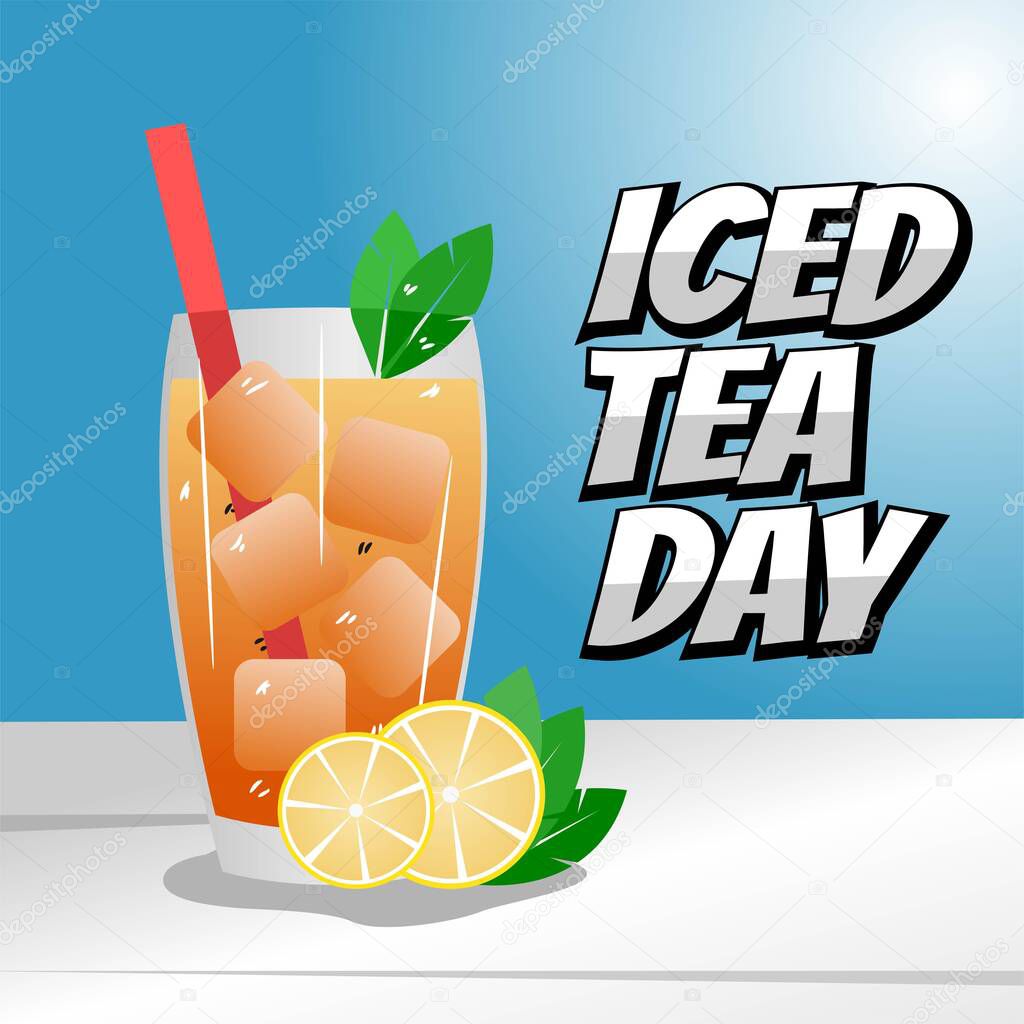 National Iced Tea Day Vector Illustration