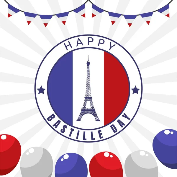 Boldog Bastille Day Vektor Illusztráció — Stock Vector