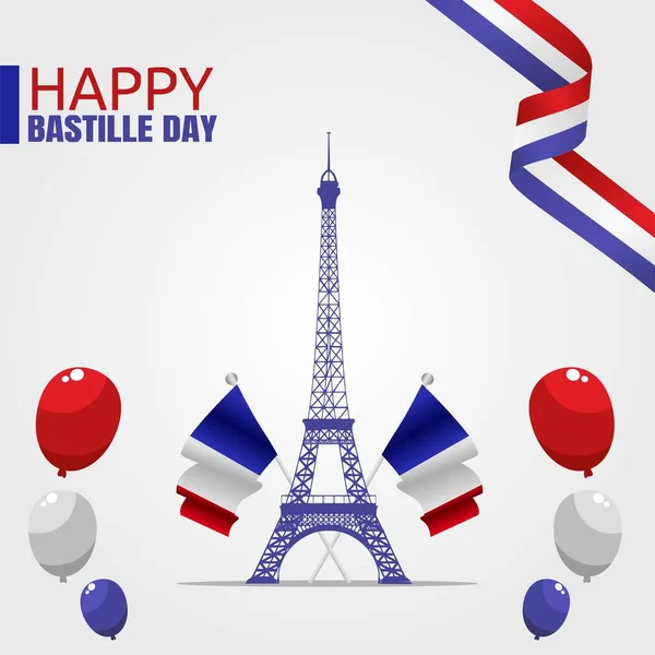 Boldog Bastille Day Vektor Illusztráció — Stock Vector