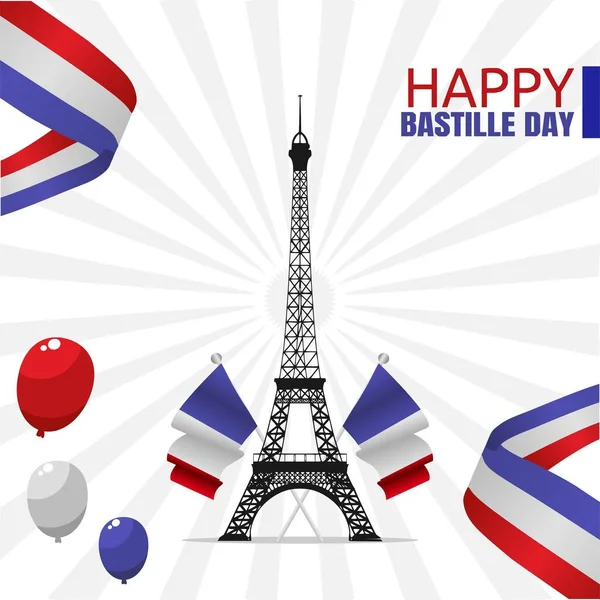 Boldog Bastille Day Vektor Illusztráció — Stock Vector
