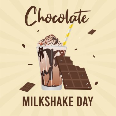 Çikolatalı Milkshake Günü Vektör İllüstrasyonu