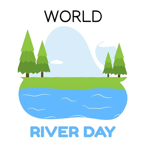 World River Day Vektor Illustration — Stock vektor